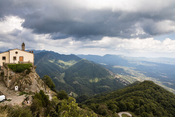 Fototapeta na wymiar View of sanctuary of Bellmunt in the mountains, Catalonia, Spain
