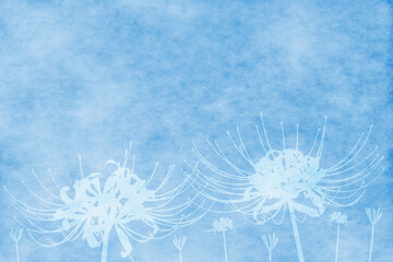 背景素材-複数の彼岸花のシルエット-青色