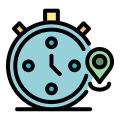 Timer stopwatch icon. Outline timer stopwatch vector icon color flat isolated