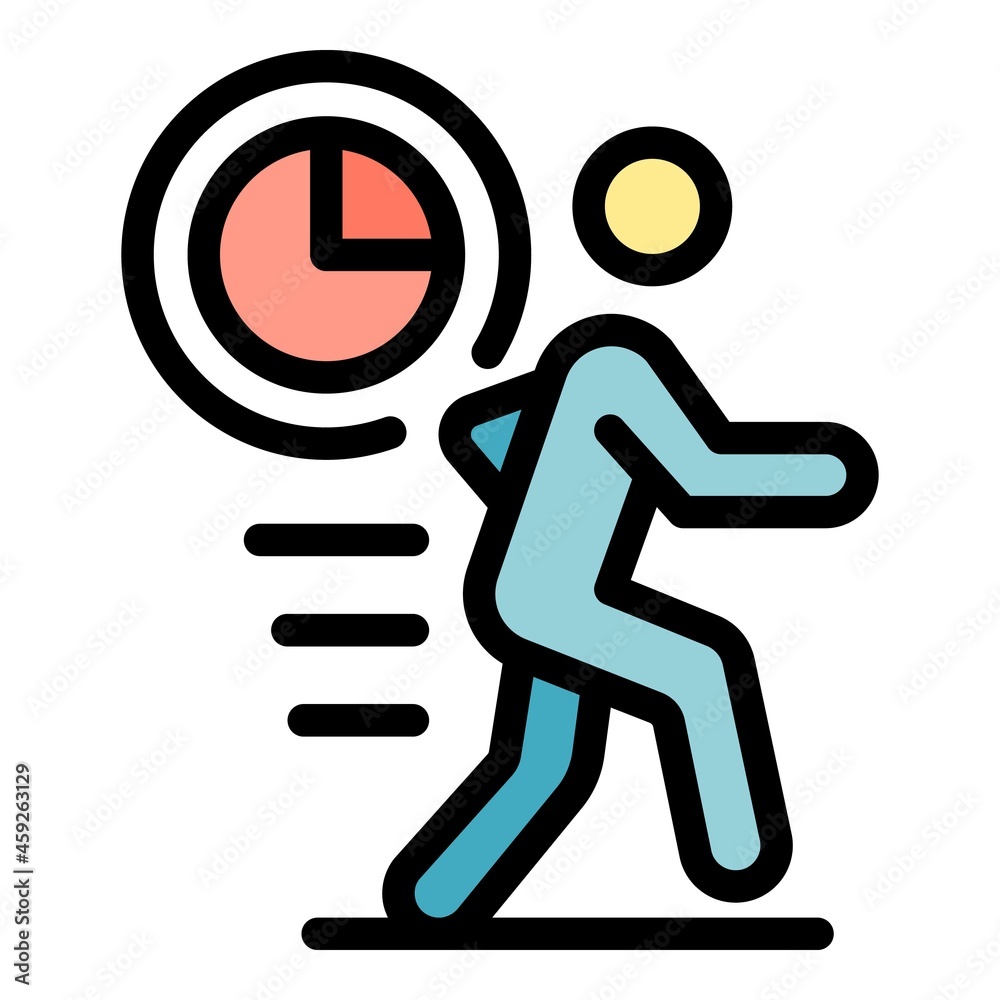 Poster running on time icon. outline running on time vector icon color flat isolated