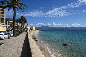 Fototapeta premium Boulevard Pascal Rossini et plage Saint-François à Ajaccio
