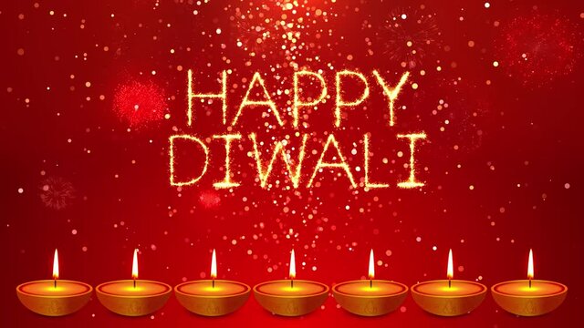 Happy Diwali Creative Festival Diwali Celebration With Crackers Traditional Indian Festival Background with Burning Lamps and Fireworks. Wishes, Events, holiday. without text version included.