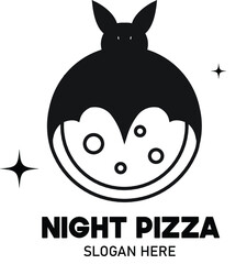 Night pizza logo for food business. Pizza in the night concept simple vector logo