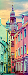 Naklejka premium Narrow street in old European city
