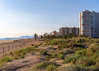 Playa de l'Ahuir, in Gandia (Valencia), on a sunny day.