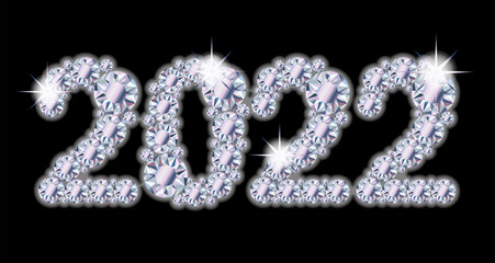 Diamond 2022 New year wallpaper, vector illustration