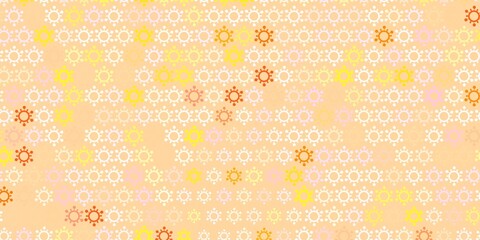 Light pink, yellow vector pattern with coronavirus elements.