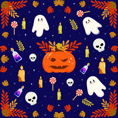 halloween pattern with pumpkins