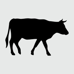 Cow Silhouette, Cow Isolated On White Background