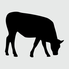 Cow Silhouette, Cow Isolated On White Background