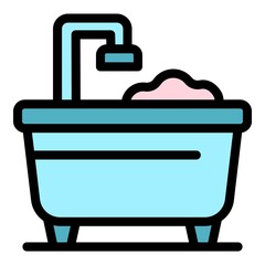Soap bubble bath icon. Outline soap bubble bath vector icon color flat isolated
