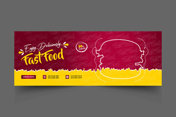 Fast Food culinary ads banner template food restaurant banner ad post. Web Banner social media post cover template