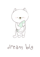 children illustration animal cat postcards cute animals graphik