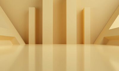 Abstract Modern Architecture Background,Empty yellow interior design,3d Modern Rendering.