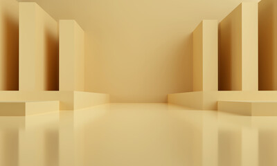 Abstract Modern Architecture Background,Empty yellow interior design,3d Modern Rendering.