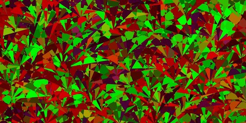 Fototapeta na wymiar Dark Green, Red vector background with triangles.