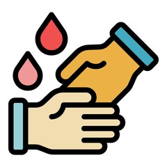 Drops hands icon. Outline drops hands vector icon color flat isolated