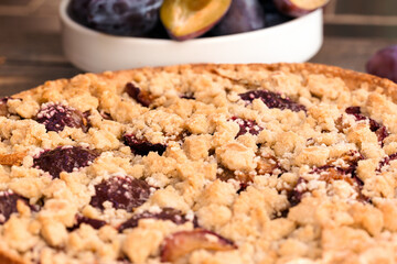 Crumble cake with plum, delicious homemade plum cake