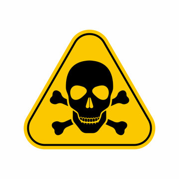 Toxic material Warning symbol, poison sign , Yellow Triangle Caution Symbol, isolated on white background, vector icon