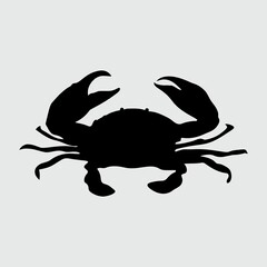 Crab Silhouette, Crab Isolated On White Background