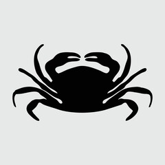 Crab Silhouette, Crab Isolated On White Background
