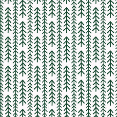 Hand drawn Christmas tree seamless pattern. Winter background for decoration, scrapbooking, printing on textiles, wallpaper, covers, wrapper paper, banners, poster, party stuff. Cute xmas backdrop.