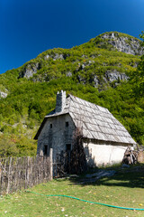 Fototapeta na wymiar Theth Albania, landscape village house in mountain