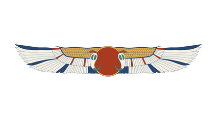 Egypt sun disk with wings. Egypt ornamental wings and snake composition, ornamental element of Ancient Egypt.