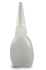 container for glue, matte plastic, close-up, isolated image on white.