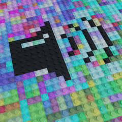 3D rendering of a speaker audio icon made out of toy bricks. - 459273356
