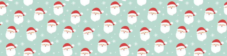 Concept of a seamless pattern with happy Santa Claus. Xmas background. Banner. Vector