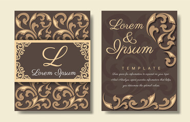 Hand drawn luxury wedding invitation design or card templates for wedding, vector invitation card template.