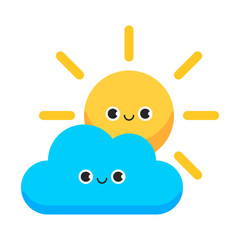 cloud and sun with sunlight happy smile face weather