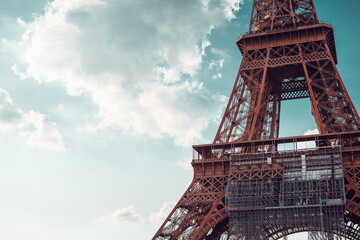 Detail of the scaffolding on the Eiffel tower