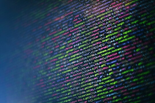 Server logs analysis. Closeup developing programming and coding technologies. Developer working on web sites codes in office.
