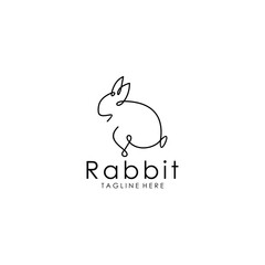 Rabbit, one line style logo art drawing. mono line rabbit logo. simple and modern style. continuous line rabbit 