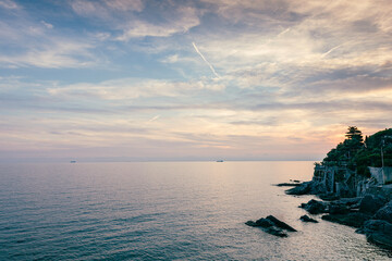 Sunset. Mediterranean Sea. Italy. Ligurian coast. - 459276504