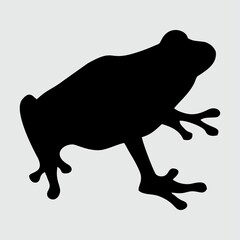 Frog Silhouette, Frog Isolated On White Background