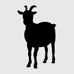 Obraz premium Goat Silhouette, Goat Isolated On White Background