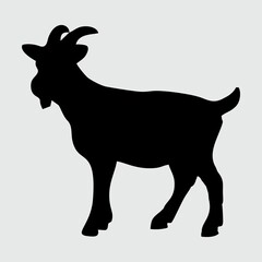 Goat Silhouette, Goat Isolated On White Background