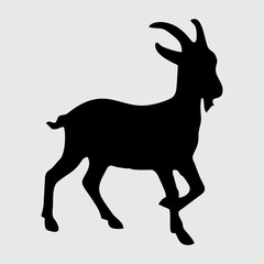 Goat Silhouette, Goat Isolated On White Background