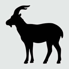 Goat Silhouette, Goat Isolated On White Background