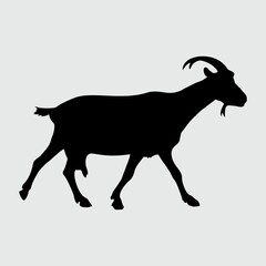 Goat Silhouette, Goat Isolated On White Background
