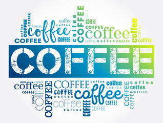 Coffee words cloud collage, art concept background