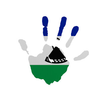 recommend clip art: World countries. Hand print in colors of national flag. Lesotho