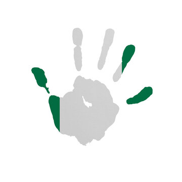 recommend clip art: World countries. Hand print in colors of national flag. Nigeria