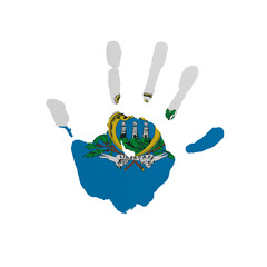 World countries. Hand print in colors of national flag. San Marino