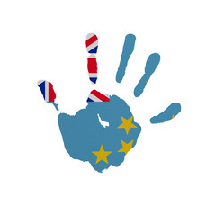 World countries. Hand print in colors of national flag. Tuvalu