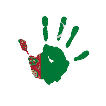recommend clip art: World countries. Hand print in colors of national flag. Turkmenistan