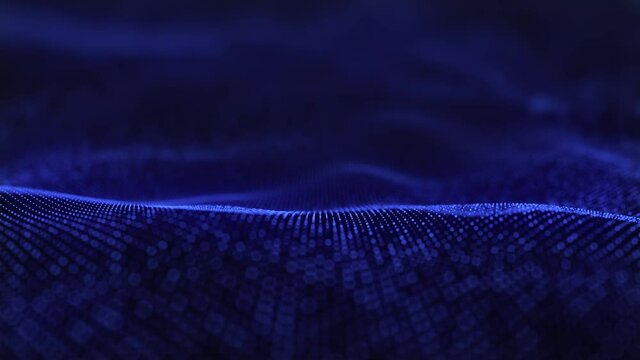 blue Points waving movement geometry mesh technologie surface texture black background